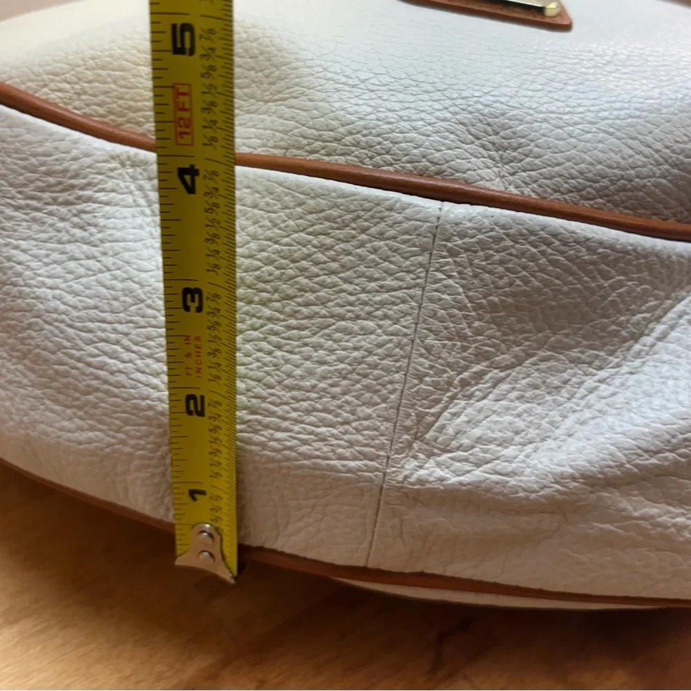 Valentina Italian Leather Hobo Bag Cream & Tan Shoulder Purse